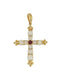 Ruby and Opals Fleur de Lis Cross Pendant in 14 Karat Yellow Gold