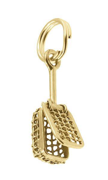 1950's Vintage Small Movable Fryer Charm in 14 Karat Yellow Gold