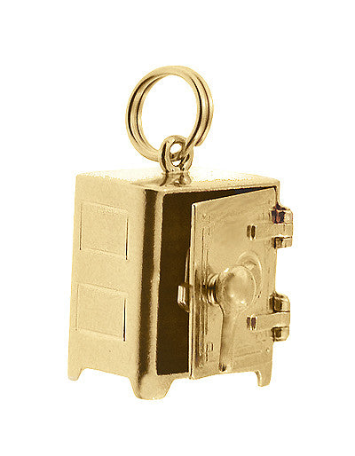 Moveable Safe Vault Charm in 14 Karat Yellow Gold - Item: C695 - Image: 2