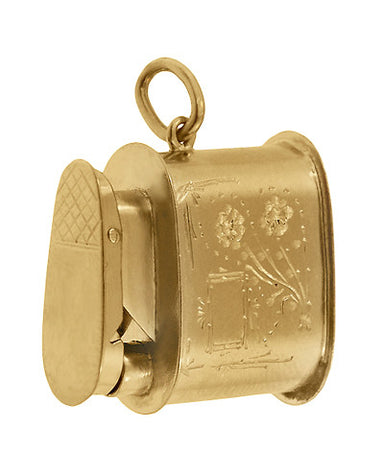 Vintage Moveable Miniature Cigarette Lighter Pendant Jewelry Charm in 18 Karat Gold - alternate view