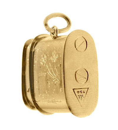 Vintage Moveable Miniature Cigarette Lighter Pendant Jewelry Charm in 18 Karat Gold - Item: C698 - Image: 3