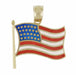 God Bless America Engraved and Enameled American Flag Charm in 14 Karat Gold