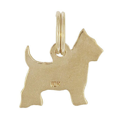 Vintage Yorkie Dog Charm in 10 Karat Yellow Gold - Yorkshire Terrier Charm - alternate view