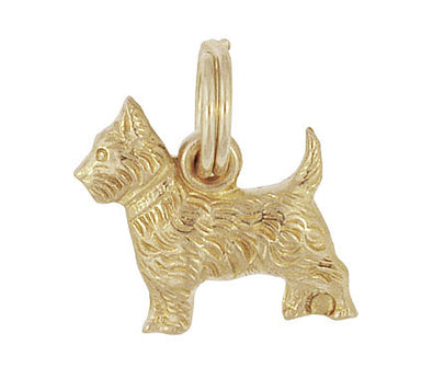 Vintage Yorkie Dog Charm in 10 Karat Yellow Gold - Yorkshire Terrier Charm