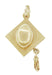 Graduation Cap Pendant Charm with Pearl and Movable Tassel in 14 Karat Gold