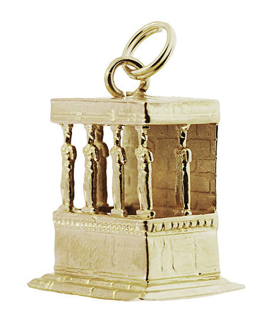 Porch of the Caryatids Erechtheion Greek Temple Pendant Charm in 18K Yellow Gold - alternate view