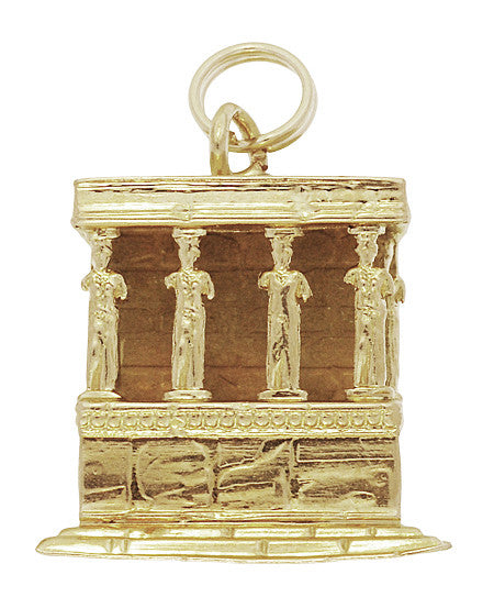 Porch of the Caryatids Erechtheion Greek Temple Pendant Charm in 18K Yellow Gold