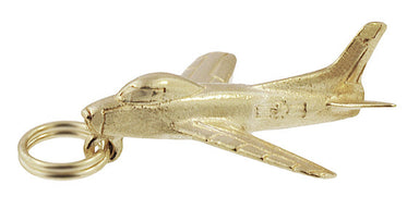 Vintage 1950s Sabrejet F-86 Sabre Fighter Plane Charm in 14K Yellow Gold - alternate view