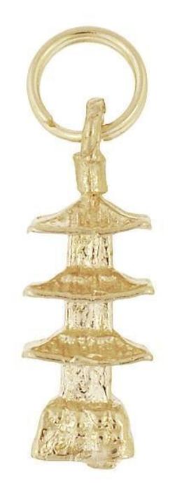 Pagoda Charm in 14 Karat Yellow Gold - Item: C745 - Image: 2