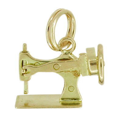 Vintage Movable Sewing Machine Charm in 10 Karat Yellow Gold