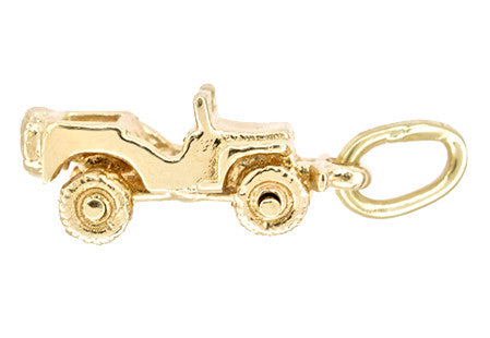1950's Vintage Movable Jeep Charm Pendant in 14 Karat Yellow Gold