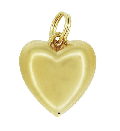 Vintage Victorian Puffed Heart Charm Pendant with Diamond in 14K Yellow Gold - Item: C772 - Image: 2
