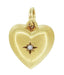 Vintage Victorian Puffed Heart Charm Pendant with Diamond in 14K Yellow Gold