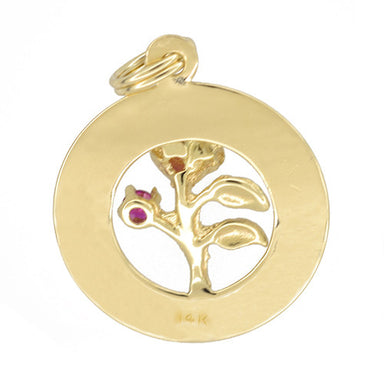1960's Vintage Happy Anniversary Charm Medallion Pendant in 14 Karat Yellow Gold - alternate view