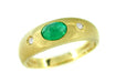 Cabochon Emerald and Diamond Ring in 14 Karat Yellow Gold