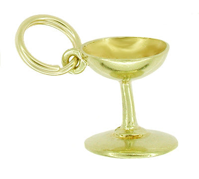 Champagne Glass Charm in 14 Karat Yellow Gold