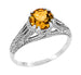 Vintage Style Filigree Natural Citrine Promise Ring in Sterling Silver