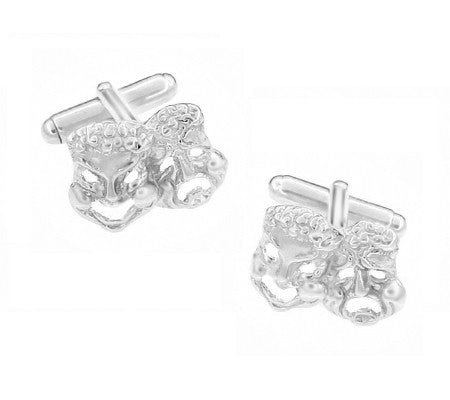 Comedy and Tragedy Mask Cufflinks in Sterling Silver - Item: SCL143 - Image: 2