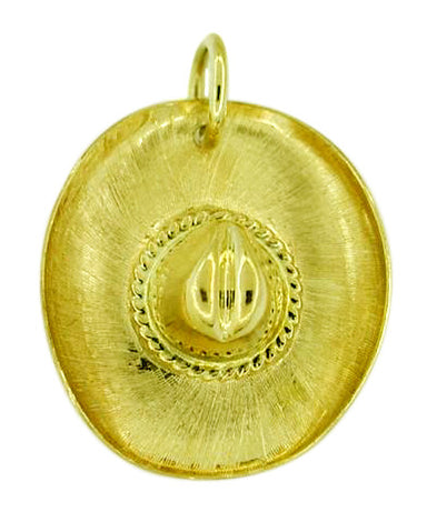 Vintage Cowboy Hat Pendant in 18 Karat Yellow Gold