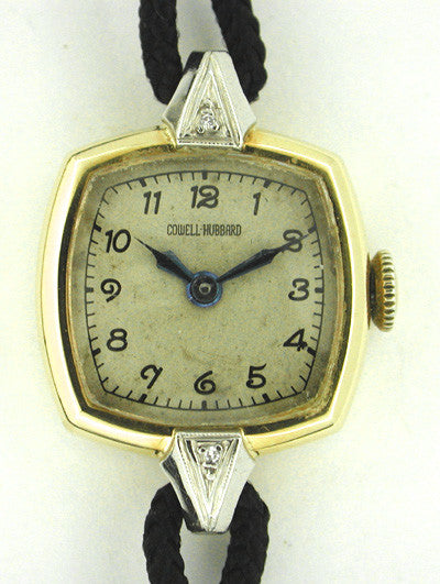 Ladies Cowell Hubbard Art Deco Diamond Wristwatch in 14K Gold