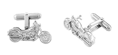Cruiser Motorcycle Cufflinks in Sterling Silver