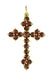 Bohemian Red Garnet Gothic Cross Pendant in Sterling Silver with Yellow Gold Vermeil