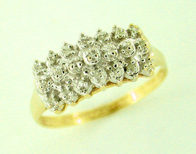 Diamond Cluster Row Ring in 10 Karat Gold