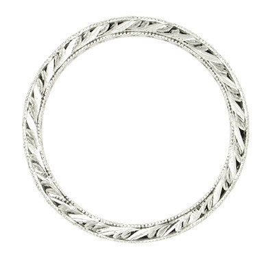 Diamond Set Hand Engraved Wedding Band in Platinum - Item: R236 - Image: 2