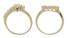 Cascading Diamonds Estate Wedding Ring Set in 14 Karat Yellow Gold