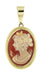 Roman Goddess Diana Carnelian Shell Cameo Pendant in 14 Karat Gold