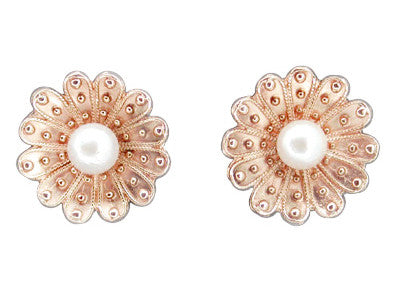 Rose Gold Pearl Studded Studs For Regular Use - Silver Palace