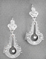Victorian Double Dangle Drop Diamond Earrings in 14 Karat White Gold