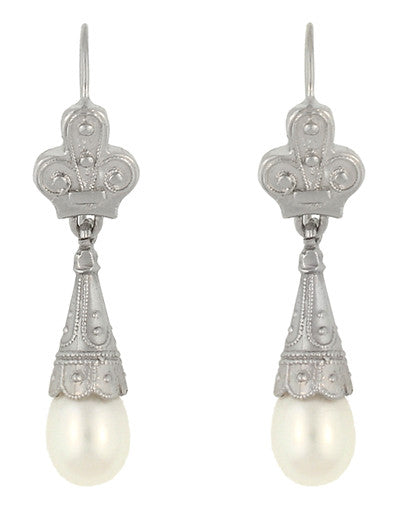 Freshwater Pearl and Diamond Drop Earrings | Pravins