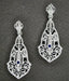 Art Deco Filigree Sapphire Dangling Earrings in 14 Karat White Gold