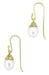 Victorian Engraved Leaves Pearl Drop Earrings in 14 Karat Yellow Gold