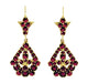 Victorian Bohemian Garnet Leaf Drop Earrings in 14 Karat Yellow Gold and Sterling Silver Vermeil