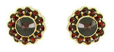 Bohemian Garnet Flower Blossom Stud Earrings in 14 Karat Yellow Gold and Sterling Silver Vermeil