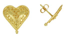 Hand Granulated Heart Earrings in 18 Karat Gold