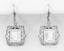 Art Deco Filigree White Topaz Drop Earrings in Sterling Silver