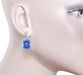 Art Deco Filigree Royal Blue Sun Ray Crystal and Sapphire Earrings with Diamond in Sterling Silver