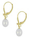 Art Deco Fleur De Lis Diamond and Pearl Drop Earrings in 14 Karat Gold