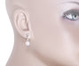 Mid-Century Straightline Diamond Pearl Drop Earrings in 14 Karat White Gold