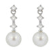 Mid-Century Straightline Diamond Pearl Drop Earrings in 14 Karat White Gold