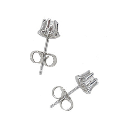 1960's Vintage Style 1/3 Carat Total Weight Buttercup Diamond Stud Earrings in 14 Karat White Gold - Item: E165 - Image: 2
