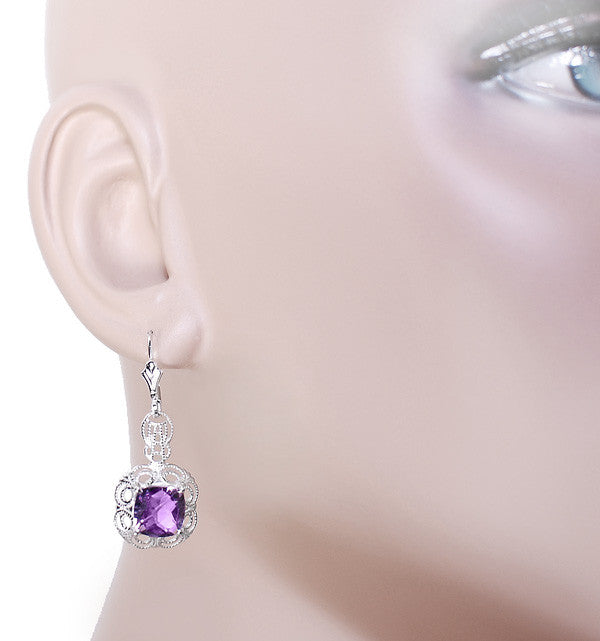 Gorgeous Amethyst and Four Diamond Drop Earrings - Afrogem Jewellers