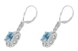 Art Deco Filigree Cushion Cut Sky Blue Topaz Drop Earrings in Sterling Silver