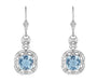 Art Deco Filigree Cushion Cut Sky Blue Topaz Drop Earrings in Sterling Silver