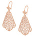 Edwardian Scalloped Leaf Dangling Sterling Silver Filigree Earrings with Rose Gold Vermeil