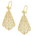 Scalloped Leaf Dangling Sterling Silver Filigree Edwardian Earrings with Yellow Gold Vermeil