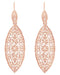 Art Deco Rose Gold Vermeil Dangling Leaf Sterling Silver Filigree Diamond Earrings
